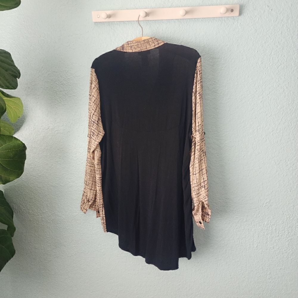 Soft surroundings pop over high low roll up sleeves lagenlook minimalist blouse - Picture 12 of 16